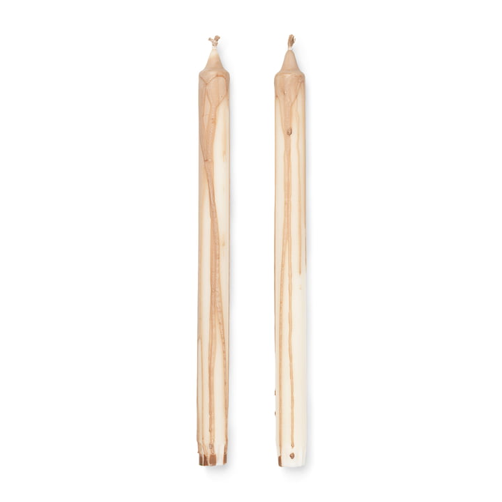Dryp Stick candles from ferm Living in the design beige / white