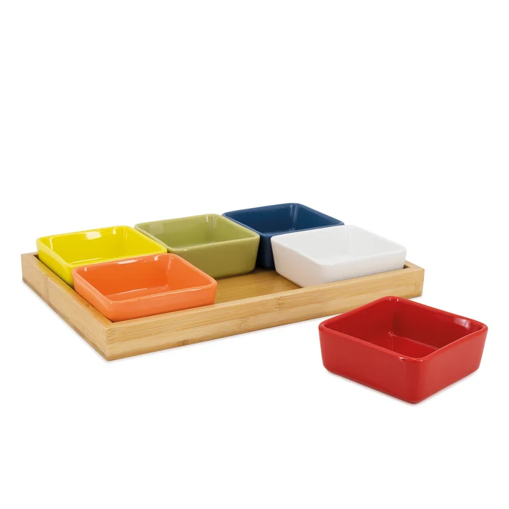Bowl set with wooden tray (7-piece set) from Remember
