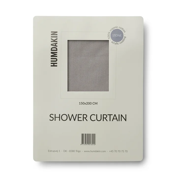 Organic cotton shower curtain, 150 x 200 cm by Humdakin in stone