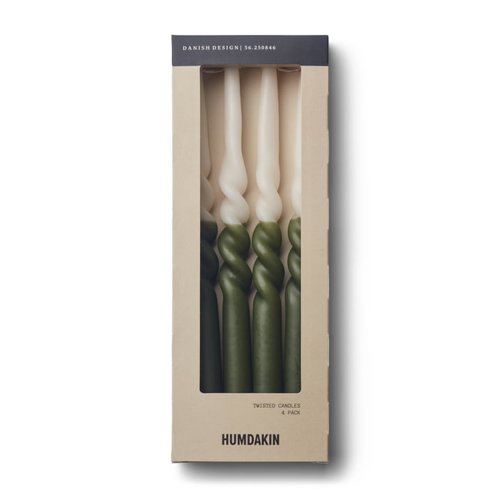 Twisted candles, H 30 cm, shell / fern (set of 4) by Humdakin