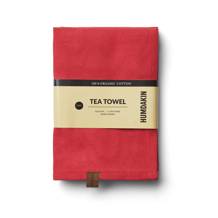 Tea towel Organic Cotton, 75 x 40 cm by Humdakin in christmas red (set of 2)