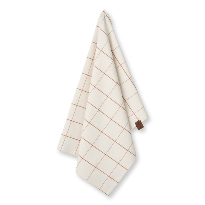 Checkered tea towel, 45 x 70 cm by Humdakin in shell / brown sugar