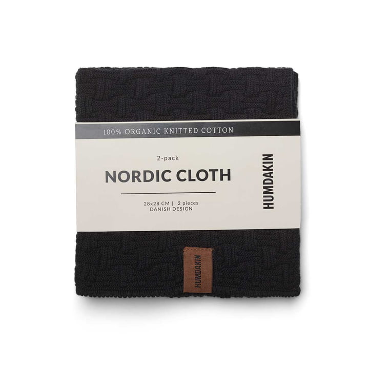 Nordic Dishcloth, 28 x 28 cm by Humdakin in coal (set of 2)