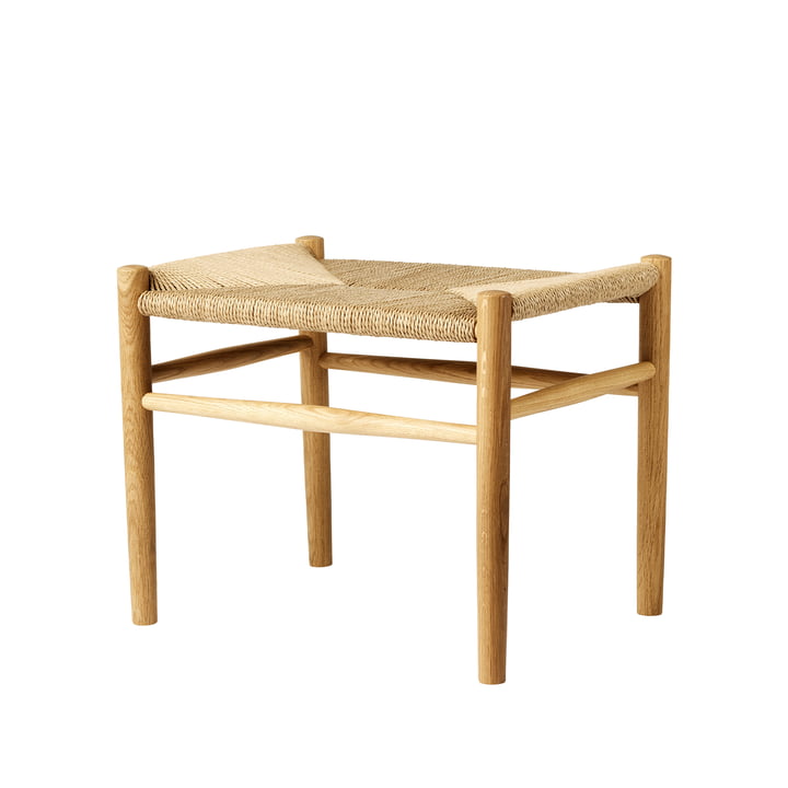 J83 Stool from FDB Møbler in lacquered oak / natural wickerwork