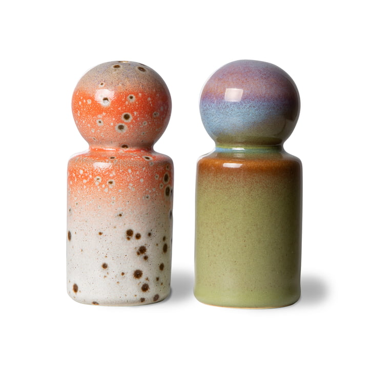 70's Salt and pepper shaker from HKliving in the version asteroids / peat