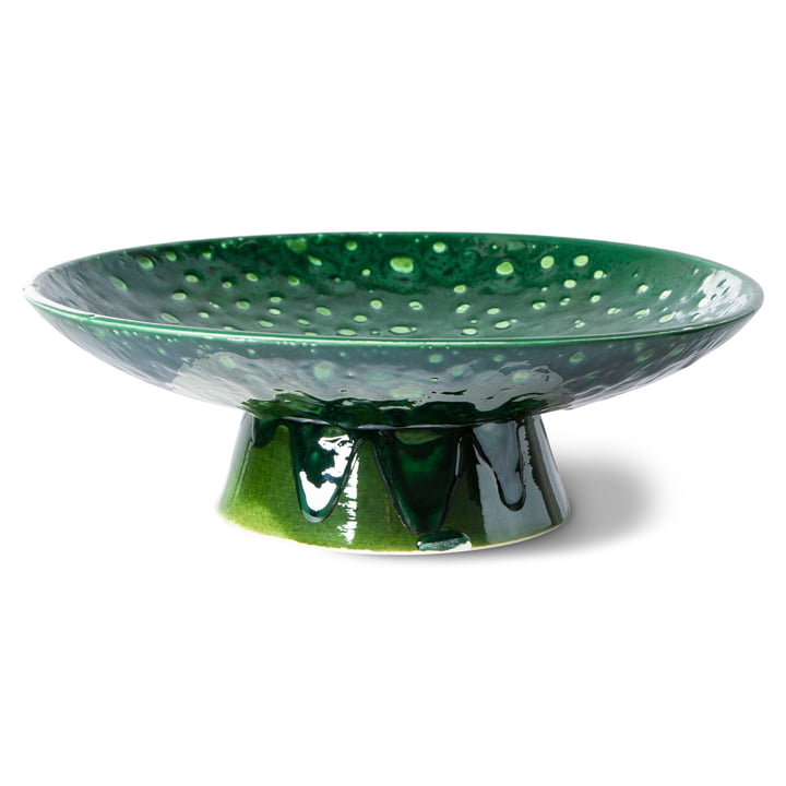 Emeralds Bowl with foot from HKliving in the color dripping green