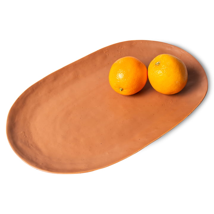 Bold & Basic Ceramic serving plate from HKliving in color brown