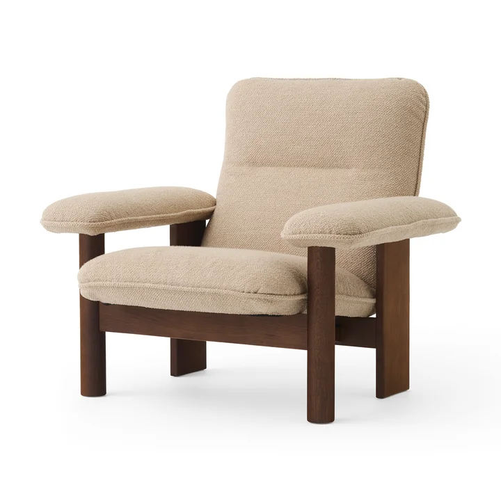 Brasilia Lounge Chair, oak stained / Bouclé beige from Audo