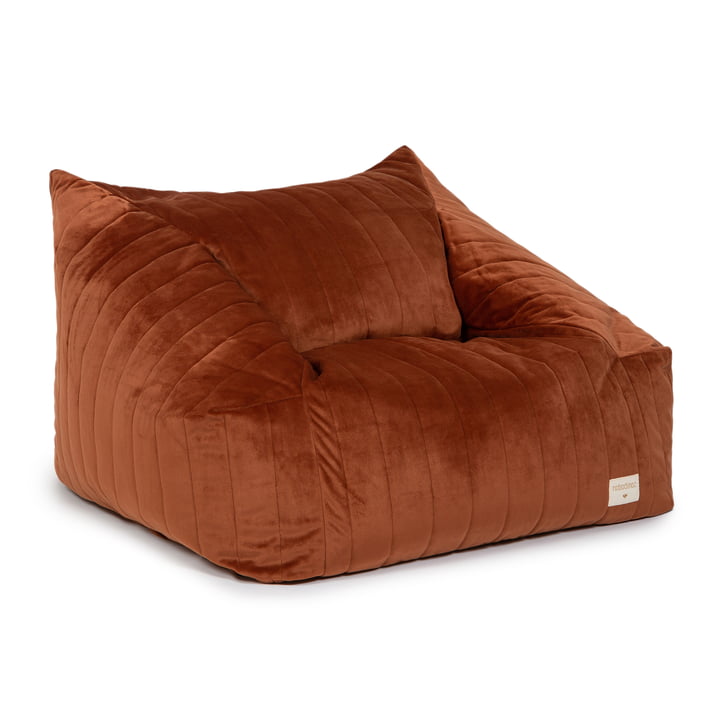Chelsea Velvet beanbag from Nobodinoz in the design wild brown