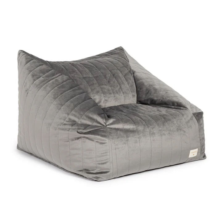 Chelsea Velvet beanbag from Nobodinoz in the slate grey finish