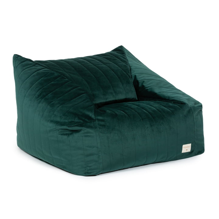 Chelsea Velvet beanbag from Nobodinoz in the design jungle green
