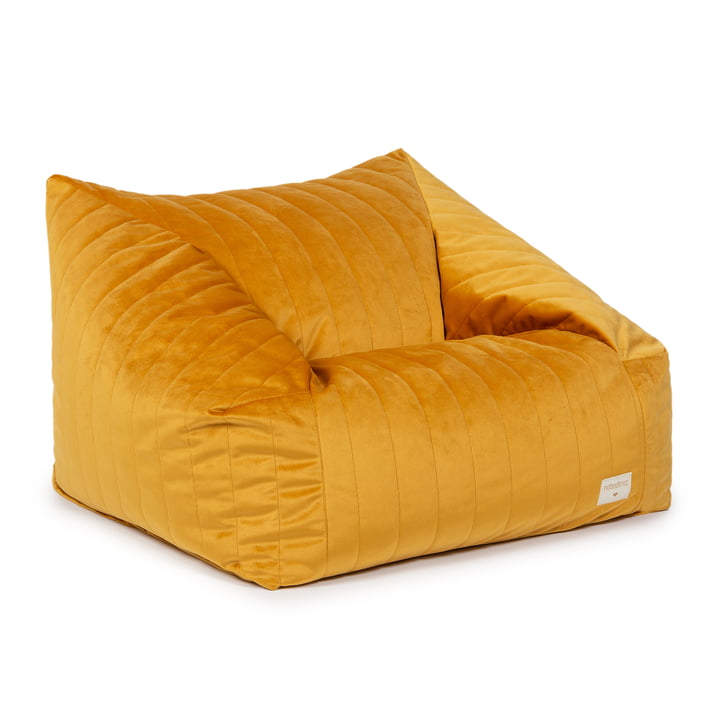 Chelsea Velvet beanbag from Nobodinoz in the design farniente yellow