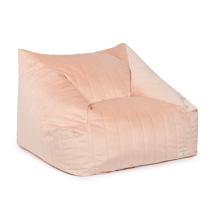 Chelsea Velvet beanbag from Nobodinoz in the design bloom pink