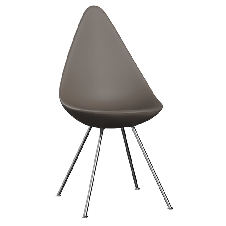 Drop Chair from Fritz Hansen in the finish deep clay / chrome