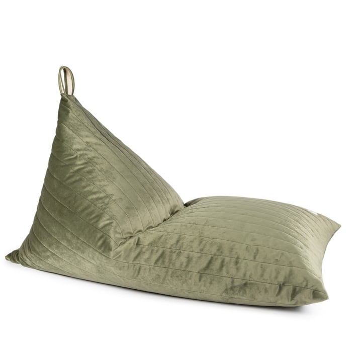 Essaouira Beanbag velvet from Nobodinoz in the version gold bubble / olive green