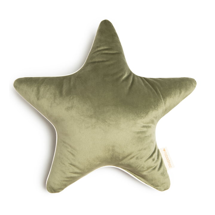 Aristote Star Cushion by Nobodinoz in color olive green