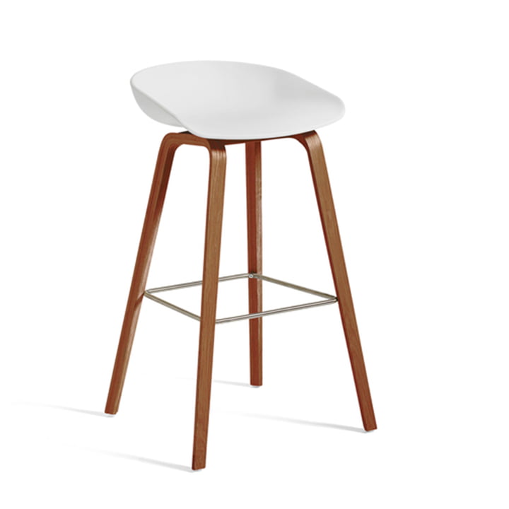 About A Stool AAS 32 H 75 cm from Hay in walnut lacquer / stainless steel / white