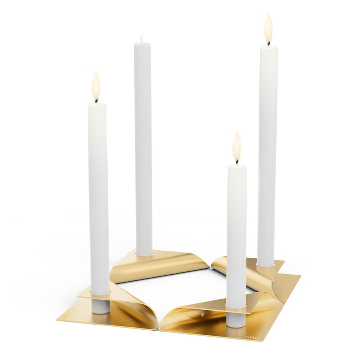 Square Candle Candle holder from höfats in gold (set of 4)