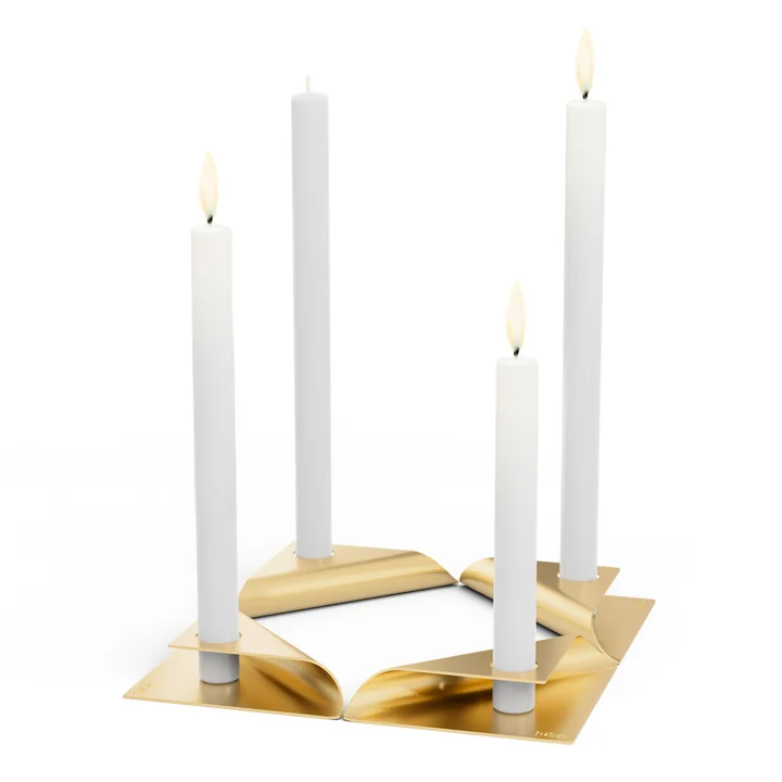 Square Candle Candle holder from höfats in gold (set of 4)