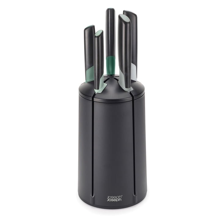 Elevate Knife carousel - 5-piece knife set with rotating knife block from Joseph Joseph in sage