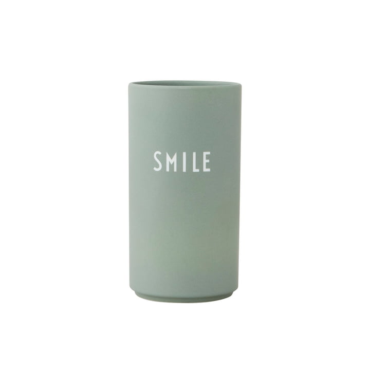 AJ Favourite Porcelain Vase Medium Smile by Design Letters in green