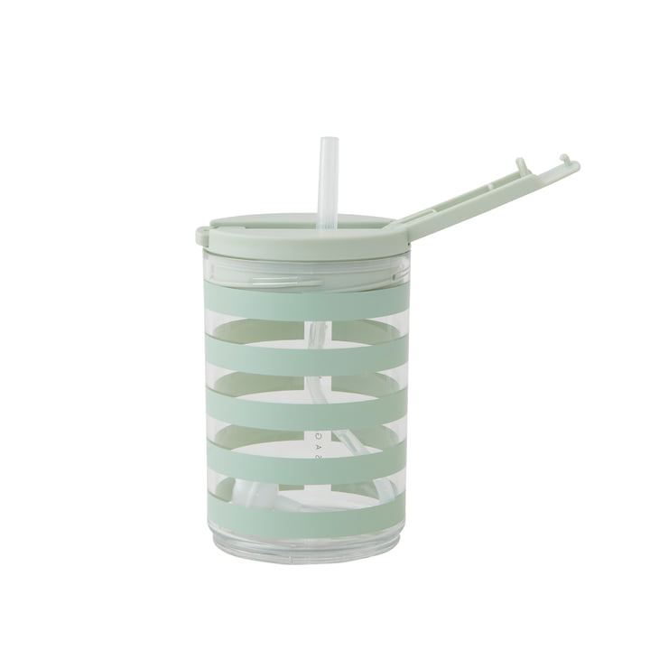 Kids life Drinking straw cup 330 ml from Design Letters in light green stripes