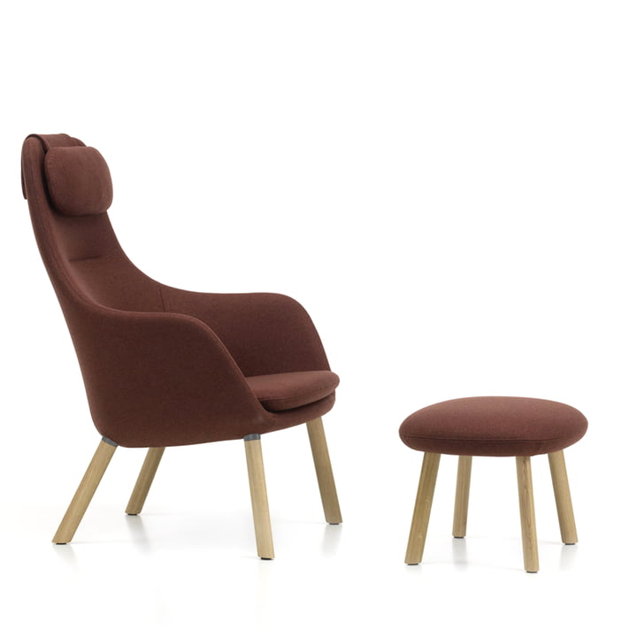 HAL Lounge Chair & Ottoman with loose seat cushion from Vitra in natural oak / Cosy 2 (chestnut)