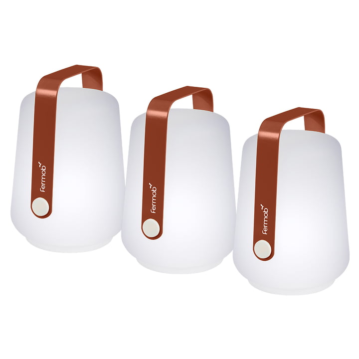 The Balad battery LED lamp by Fermob, h 12 cm, set of 3, ochre red