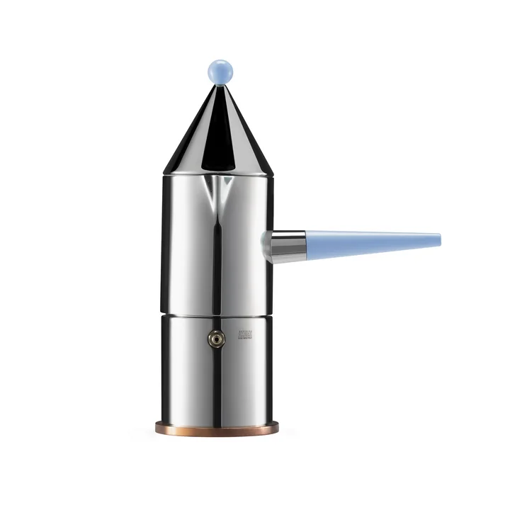 La conica manico lungo Espresso maker 15 cl from Alessi in stainless steel / light blue