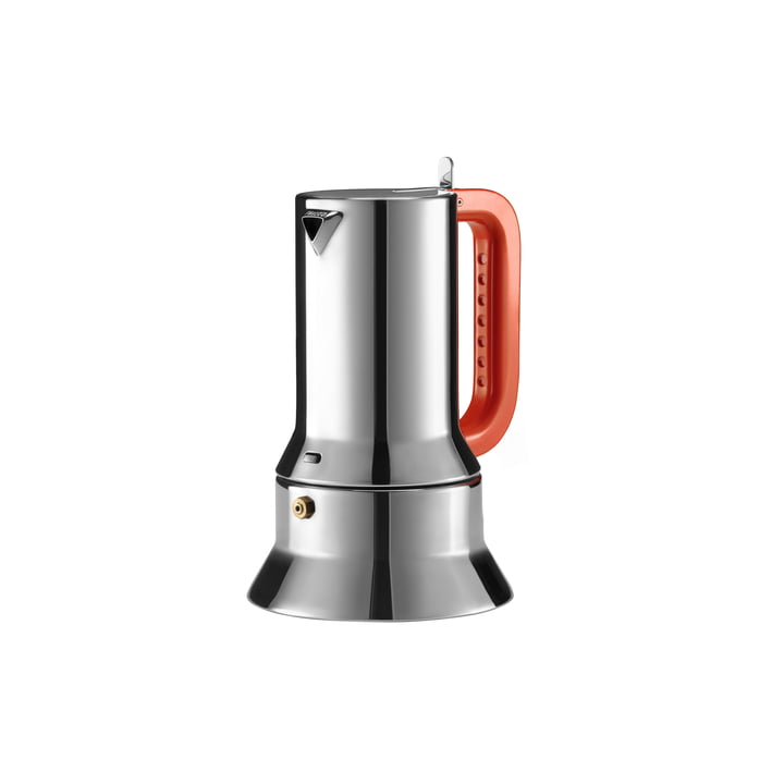 9090 manico forato Espresso machine induction 15 cl from Alessi in orange / stainless steel