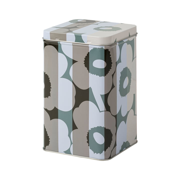 Unikko Storage box H 17,5 cm from Marimekko in cream / light blue / pale pink
