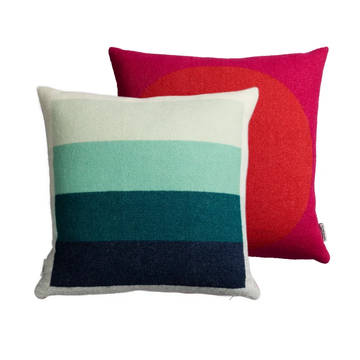 Åsmund Bold Cushion 50 x 50 cm from Røros Tweed in turquoise / red