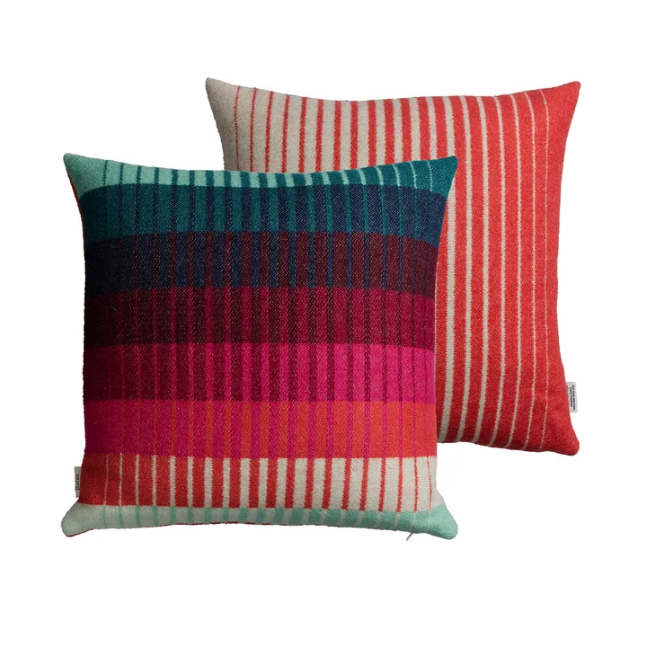 Åsmund Gradient Cushion 50 x 50 cm Røros Tweed in red / turquoise