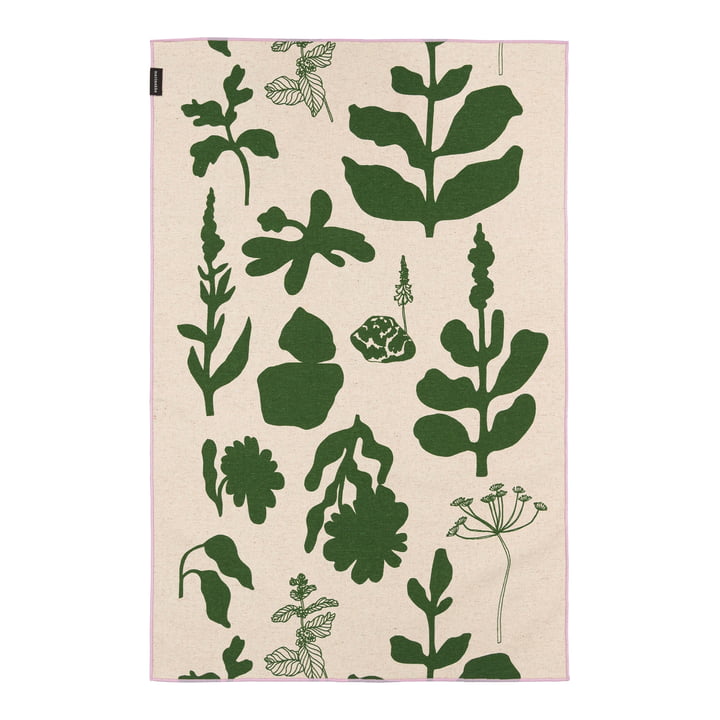 Pienet Elokuun Varjot Tea towel, 47 x 70 cm from Marimekko in linen / green (Presummer 2022)
