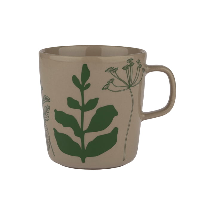 Elokuun Varjot Mug with handle, 400 ml from Marimekko in terra / green (Presummer 2022)