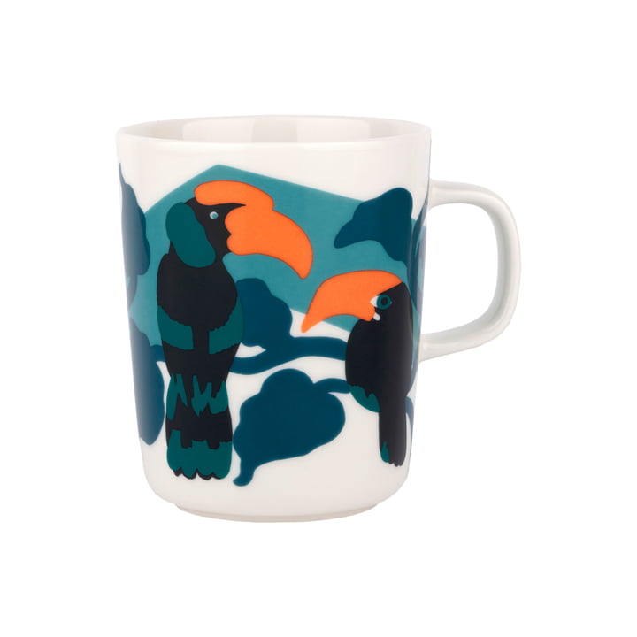 Marimekko - Pepe Mug with handle, 250 ml, white / turquoise / orange (Presummer 2022)