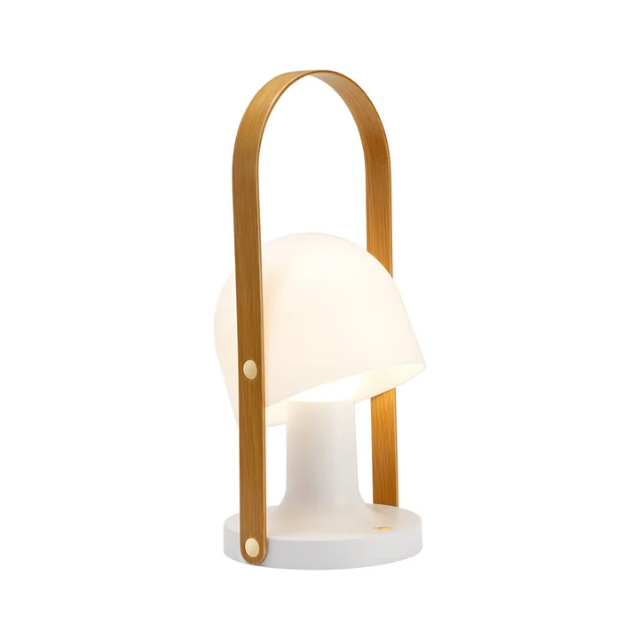 FollowMe Plus outdoor rechargeable LED table lamp from marset in oak / white
