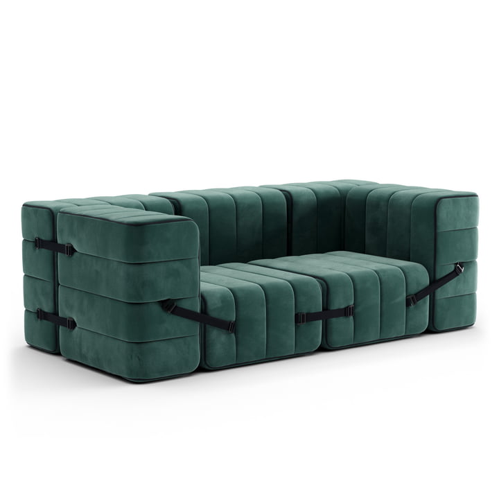 Curt Sofa Set 7 by Ambivalence in serpentine / green (Barcelona - V3347 / 39)