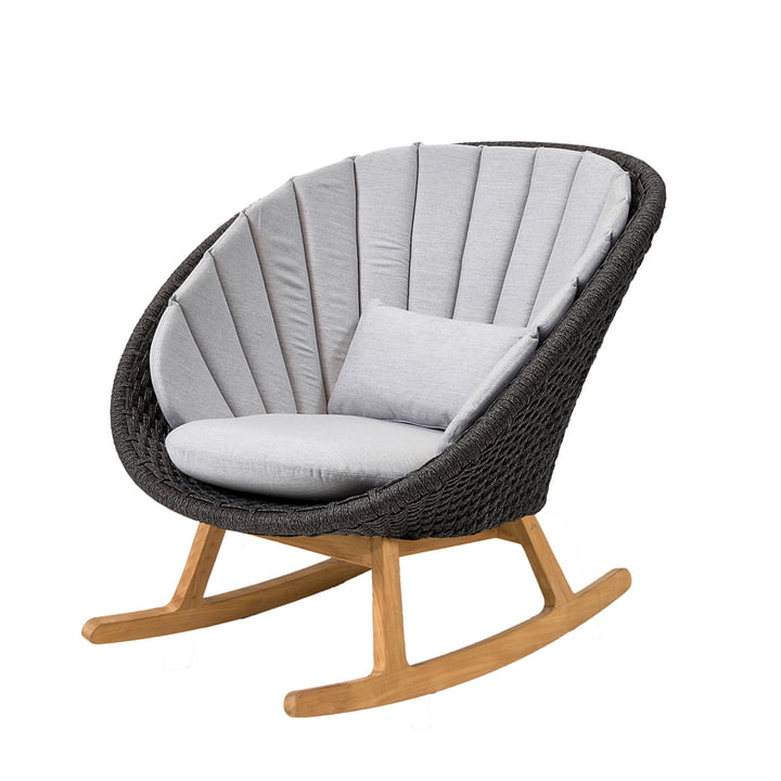 Peacock Rocking chair Outdoor from Cane-line in the finish teak / dark gray / light gray