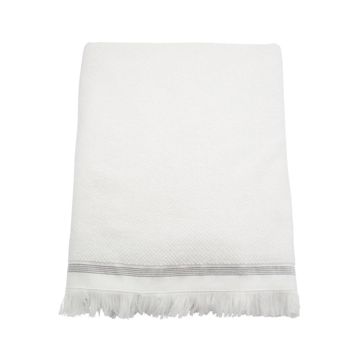 Towel striped, 100 x 180 cm from Meraki in white / grey