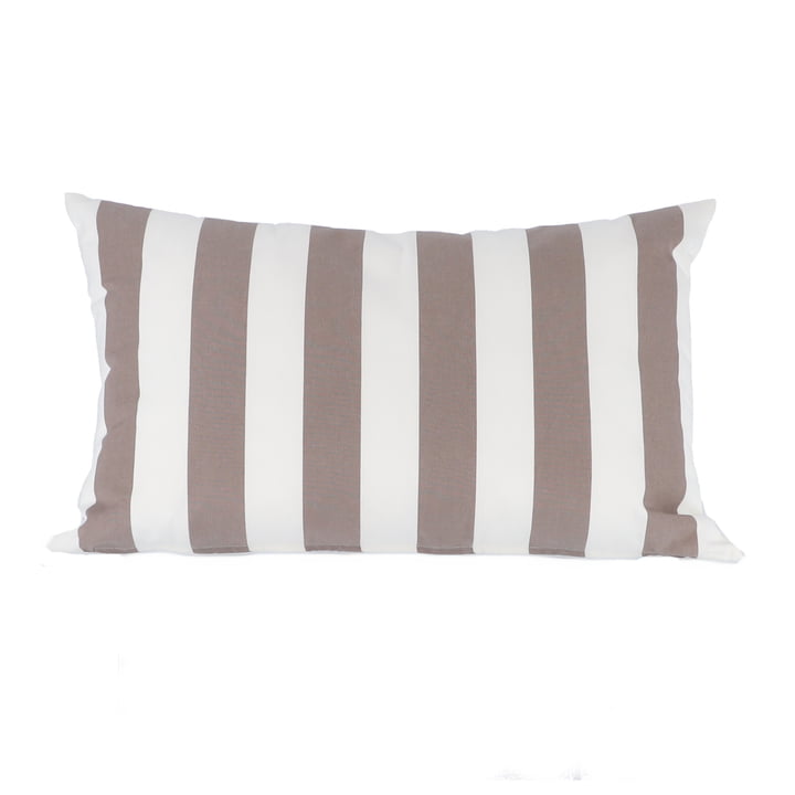 Somnia Outdoor cushion, 40 x 60 cm from Jan Kurtz in stripes white / taupe