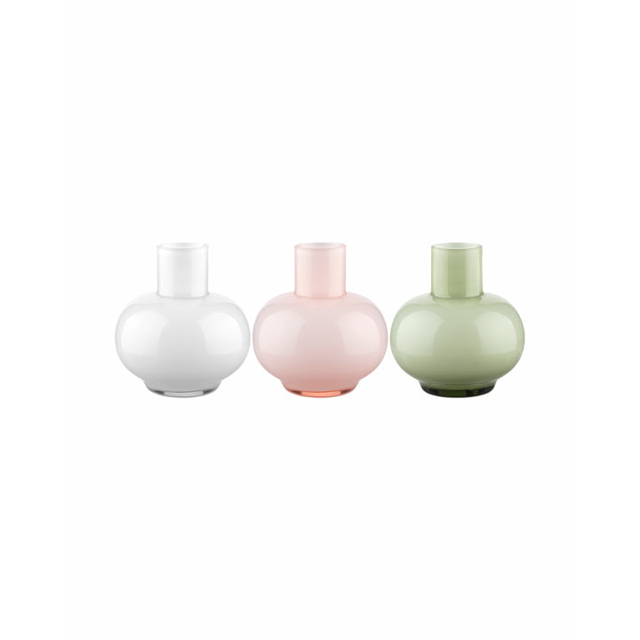 Marimekko - Mini Vase (set of 3) Ø 5.5 x H 6 cm, olive / white / pink