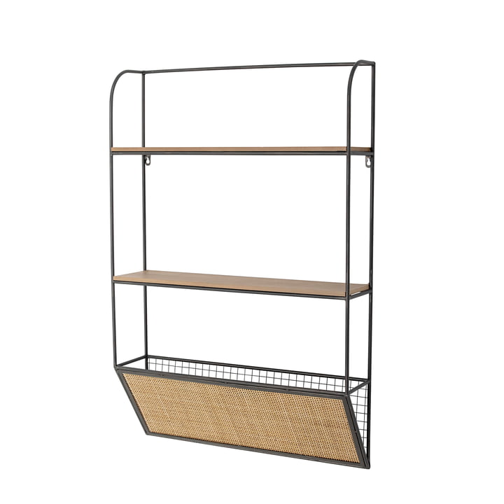 Lesley Wall shelf from Bloomingville in black / rattan nature