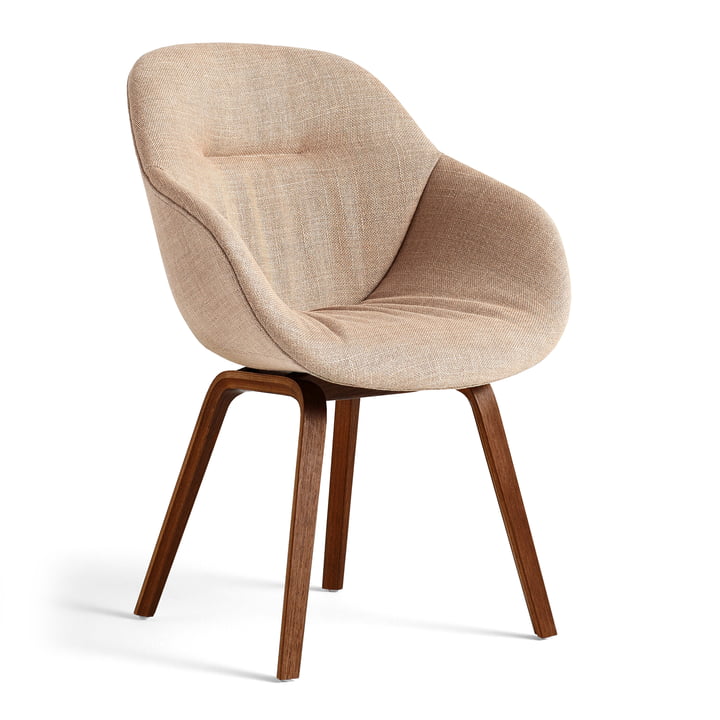 Hay - AAC 123 Soft Chair, walnut lacquered/ Linen Grid, dark beige