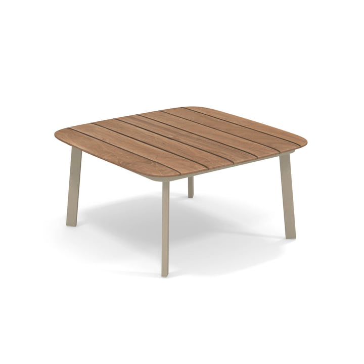 Shine Outdoor Side table, 79 x 79 cm by Emu in teak / taupe
