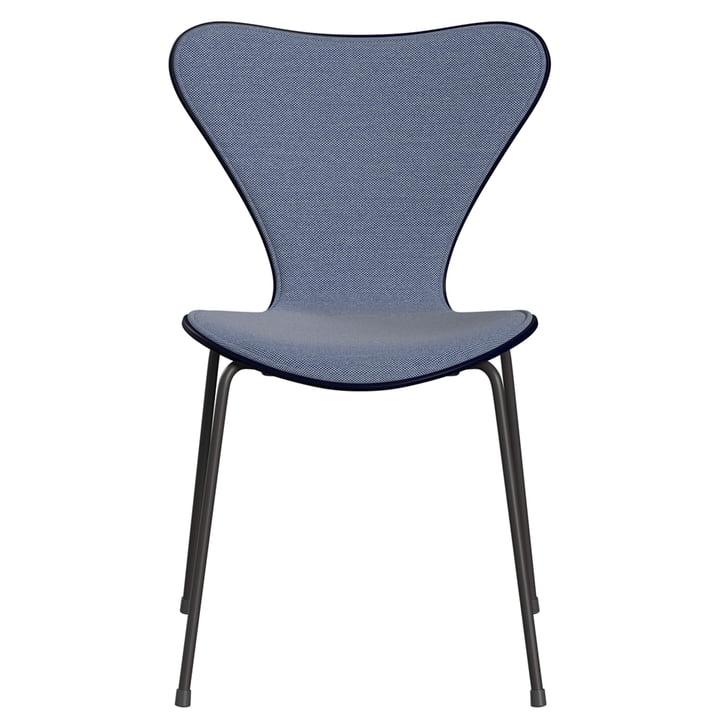 Series 7 chair, ash midnight blue colored / frame warm graphite / white / blue (Steelcut Trio) by Fritz Hansen