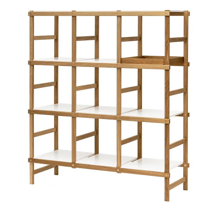 Frame Shelf high, 117 x 39 x 132.8 cm, oak / white by Design House Stockholm