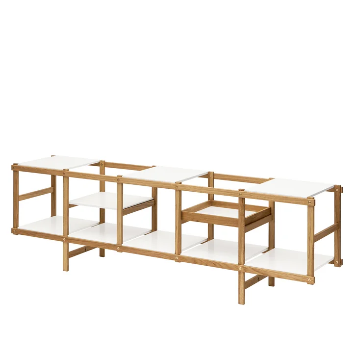 Frame Shelf low, 191.8 x 39 x 58 cm, oak / white by Design House Stockholm