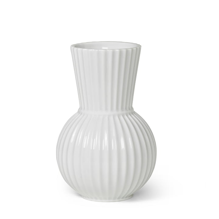 Lyngby Tura Vase, H 18 cm in white from Lyngby Porcelæn