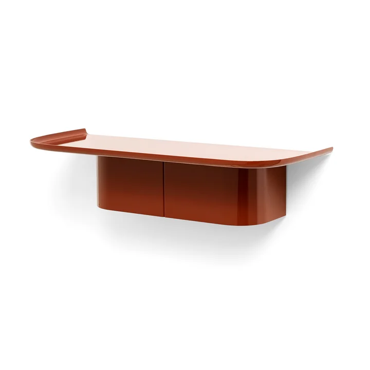 Korpus Wall shelf with coat hook, M, brick red by HAY